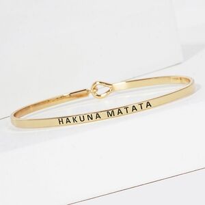 Gold and Black HAKUNA MATATA Metal Hook Bracelet